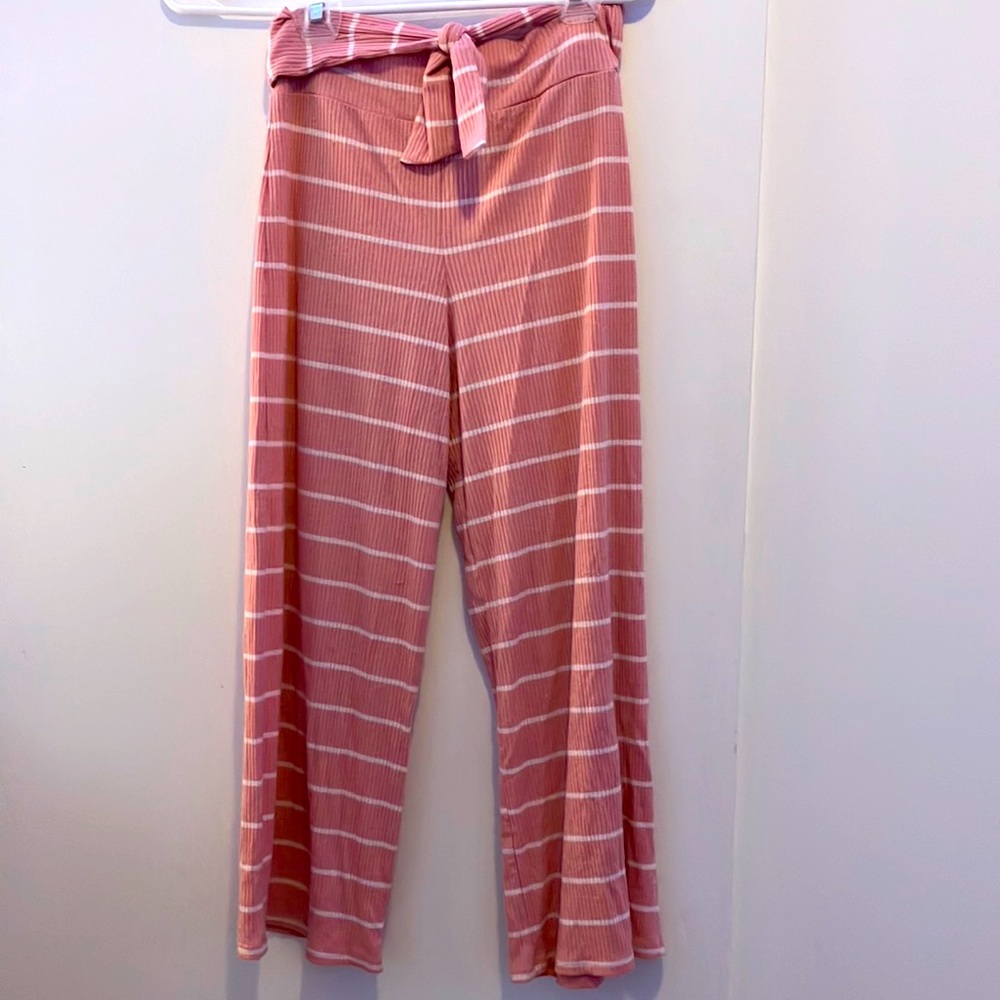 Pink and white striped comfy and cute set with cute buttons
